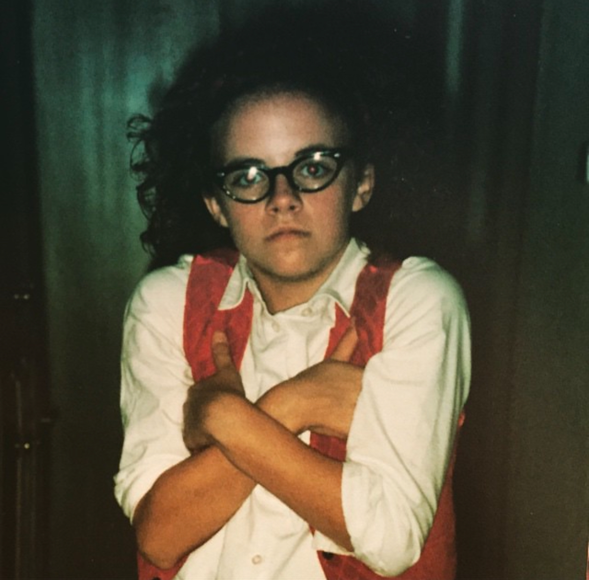 Mary in middle school dressed as Mary Katherine Gallagher from SNL